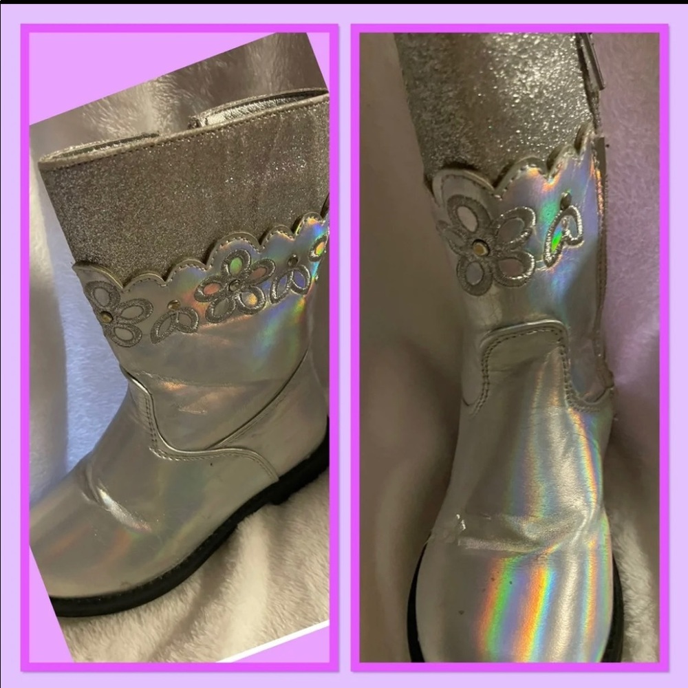 Girl’s silver boots with bling size 9